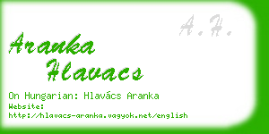 aranka hlavacs business card
